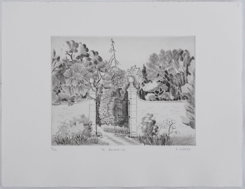 Camille COMBE : Le domaine, Gravure originale signée