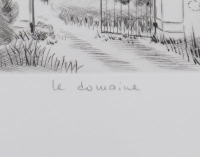 Camille COMBE : Le domaine, Gravure originale signée