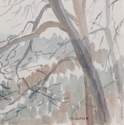 Camille COMBE : A travers les branches, Aquarelle originale signée