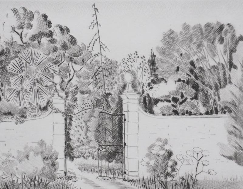 Camille COMBE : Le domaine, Gravure originale signée