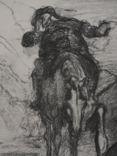 Honoré DAUMIER : Don Quichotte et Sancho Panza, Lithographie signée