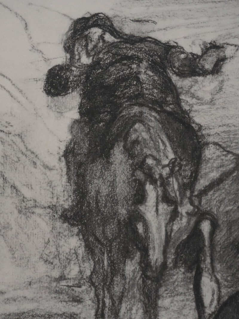 Honoré DAUMIER : Don Quichotte et Sancho Panza, Lithographie signée