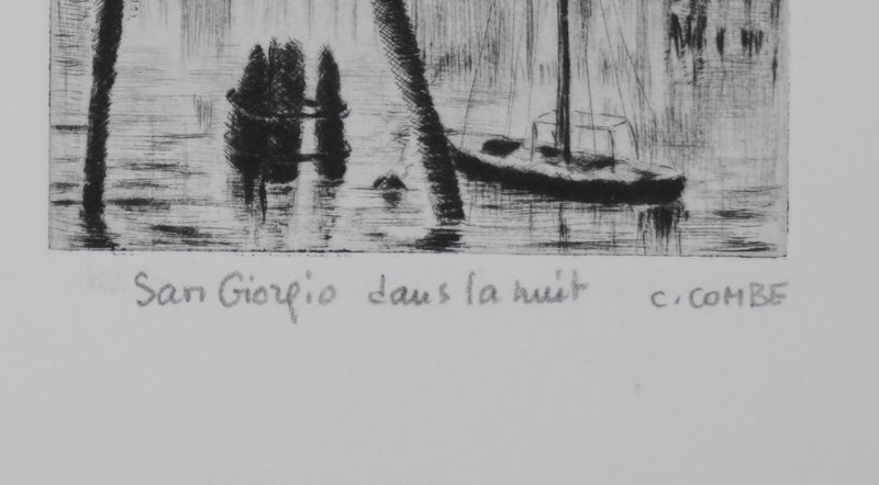 Camille COMBE : San Giorgio dans la nuit, Gravure originale signée
