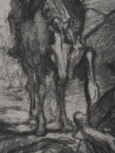 Honoré DAUMIER : Don Quichotte et Sancho Panza, Lithographie signée