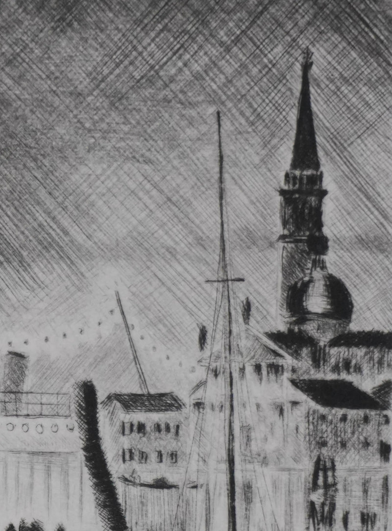 Camille COMBE : San Giorgio dans la nuit, Gravure originale signée