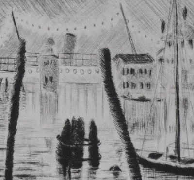 Camille COMBE : San Giorgio dans la nuit, Gravure originale signée