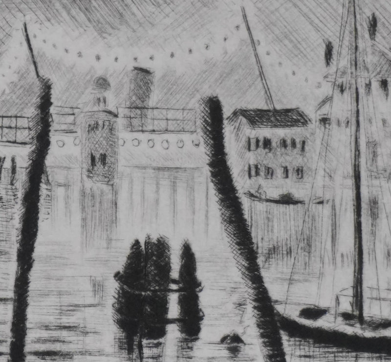 Camille COMBE : San Giorgio dans la nuit, Gravure originale signée