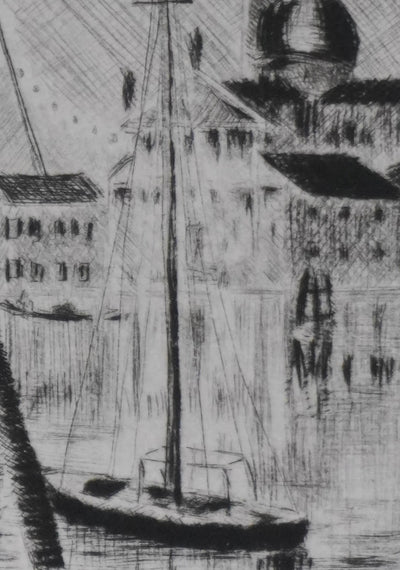 Camille COMBE : San Giorgio dans la nuit, Gravure originale signée