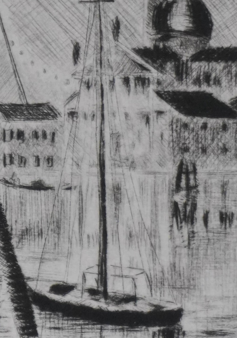 Camille COMBE : San Giorgio dans la nuit, Gravure originale signée