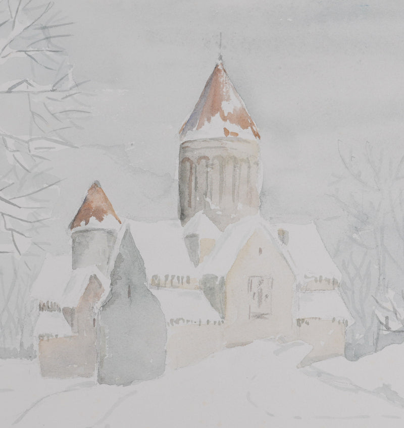 Camille COMBE : Le village des neiges, Aquarelle originale (photo de détail 5) - Crédit photo : Galerie Art.Paris