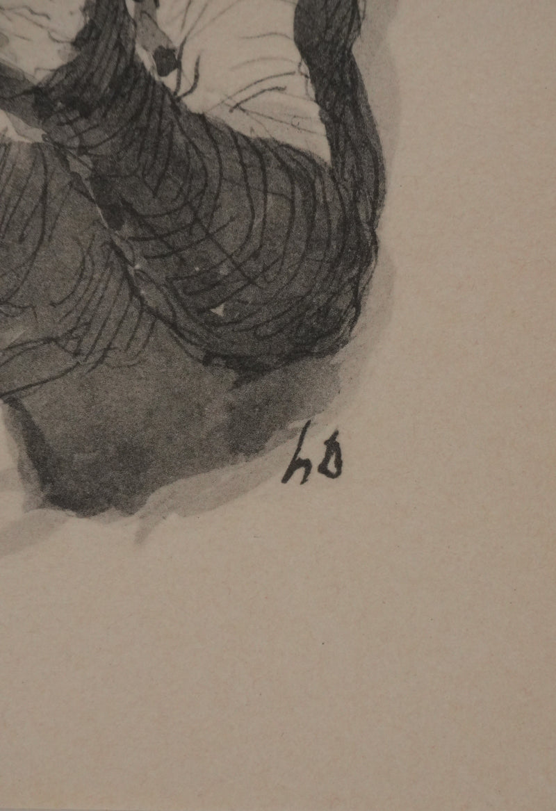 Honoré DAUMIER : Lecture nocturne, Lithographie signée