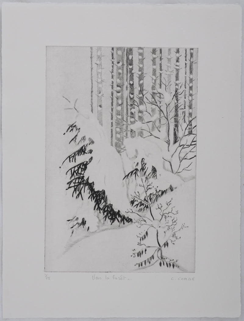 Camille COMBE : Vers la forêt, Gravure originale signée