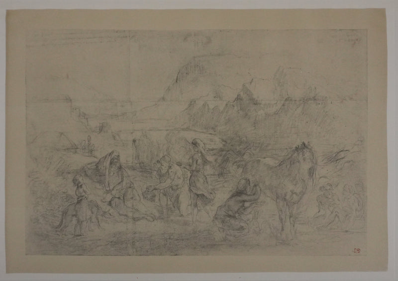 Edgar DEGAS : La famille de berger, Lithographie signée