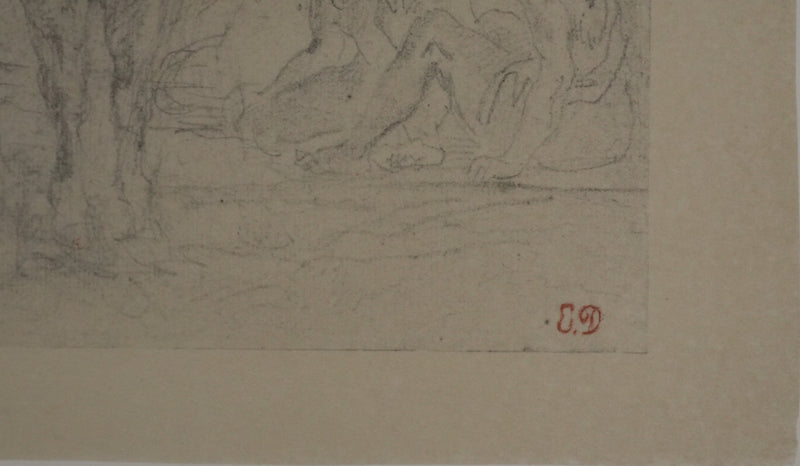 Edgar DEGAS : La famille de berger, Lithographie signée