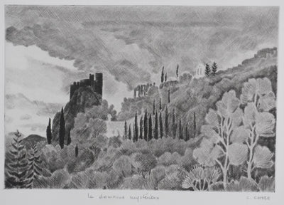 Camille COMBE : Le domaine mystérieux, Gravure originale signée