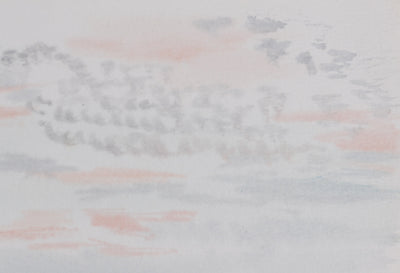 Camille COMBE : Soleil couchant, Aquarelle originale signée