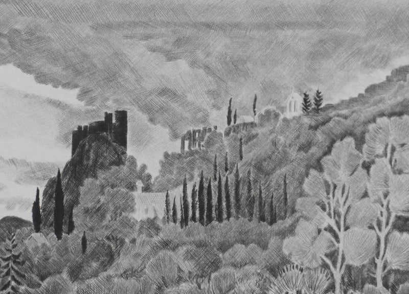 Camille COMBE : Le domaine mystérieux, Gravure originale signée
