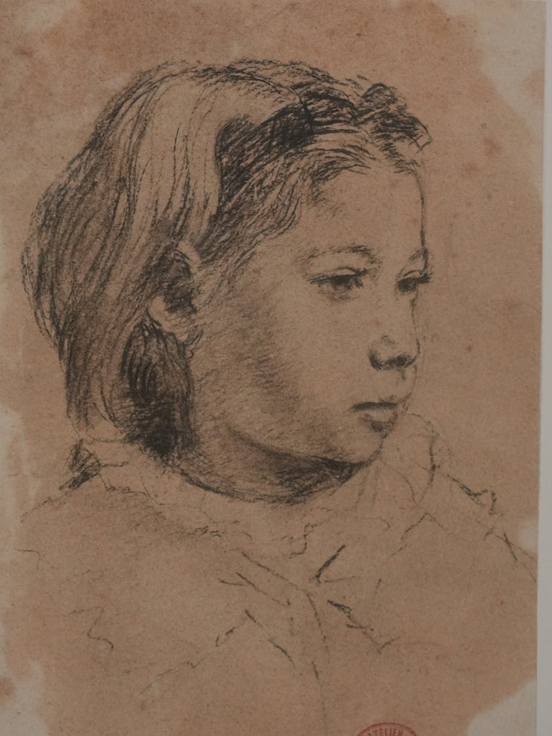 Edgar DEGAS : La jeune fille au ruban, Lithographie signée