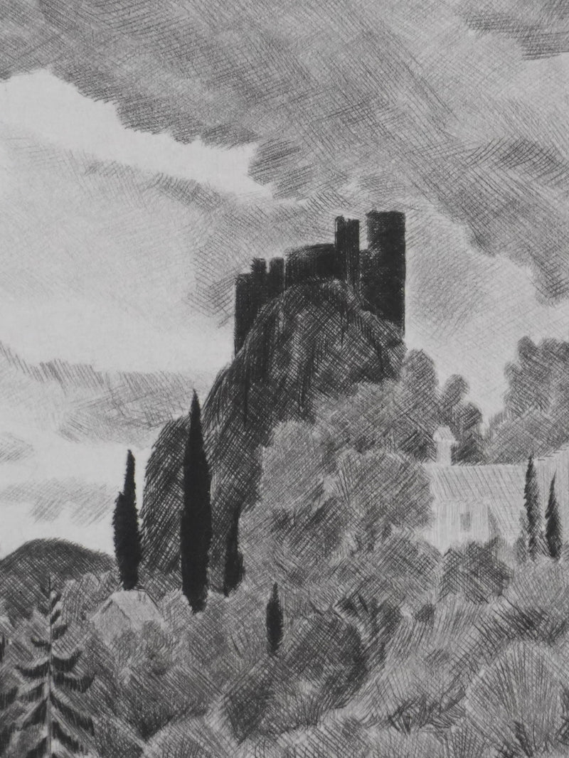 Camille COMBE : Le domaine mystérieux, Gravure originale signée