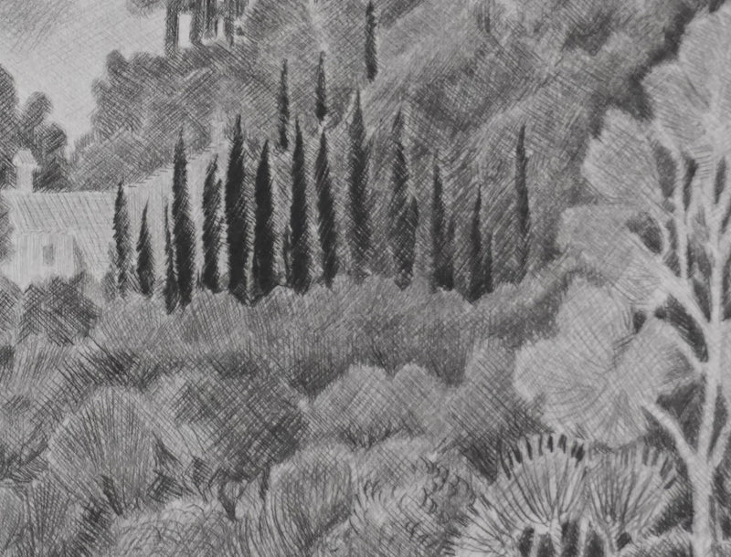 Camille COMBE : Le domaine mystérieux, Gravure originale signée