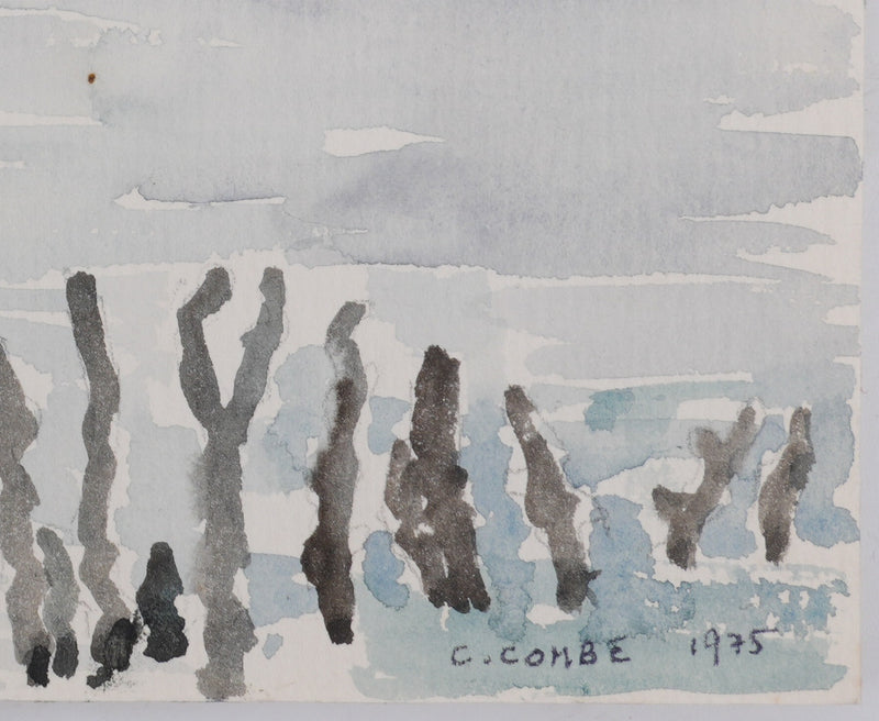 Camille COMBE : Bretagne, Saint-Malo au loin, Aquarelle originale signée