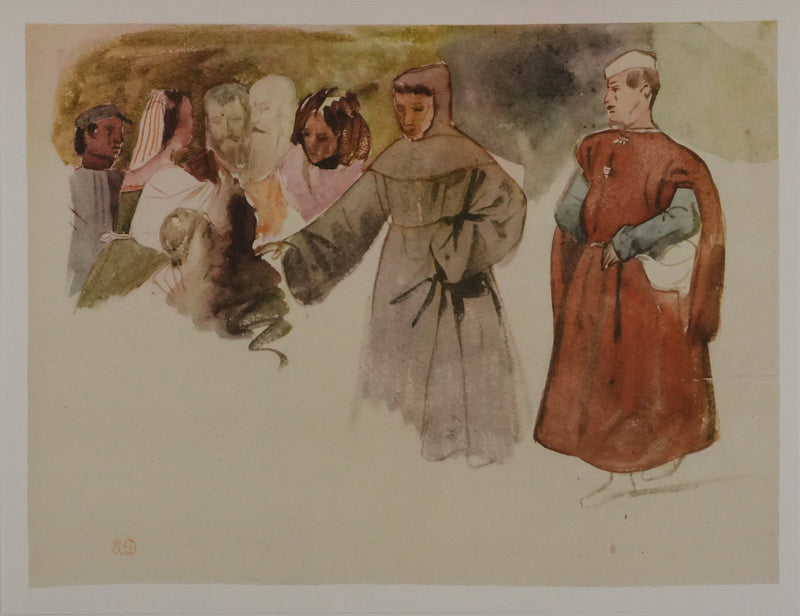 Eugène DELACROIX : Etude pour un moine, Lithographie signée
