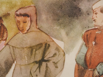 Eugène DELACROIX : Etude pour un moine, Lithographie signée