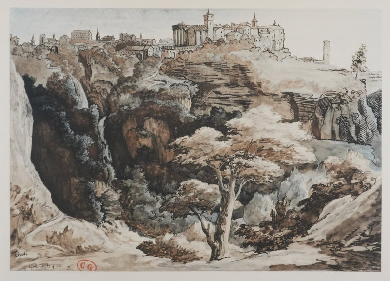 Théodore GERICAULT : Vue sur Tivoli, Lithographie signée