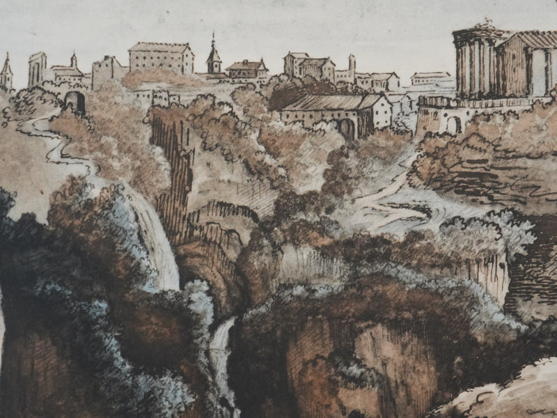 Théodore GERICAULT : Vue sur Tivoli, Lithographie signée