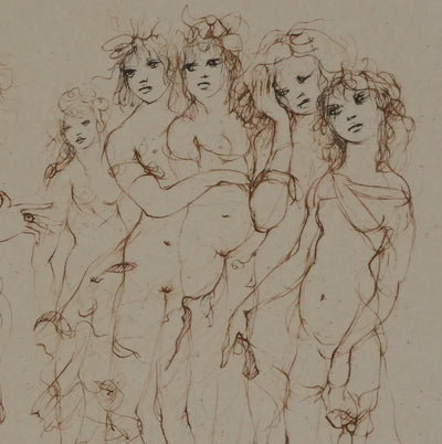 Leonor FINI : Les nymphes, Gravure originale signée