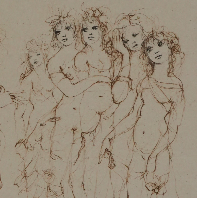 Leonor FINI : Les nymphes, Gravure originale signée