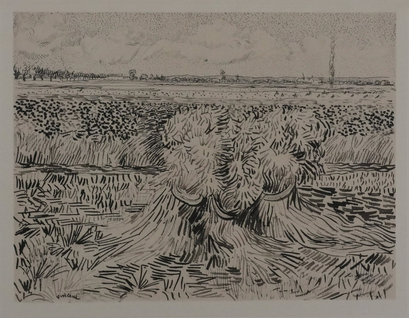 Vincent VAN GOGH : Champs en moisson, Lithographie signée