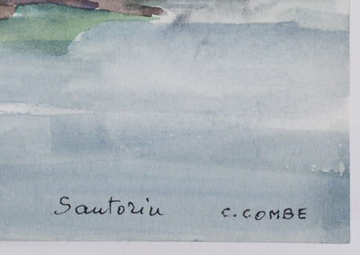 Camille COMBE : Eau bleue à Santorin, Aquarelle originale (photo de détail 2) - Crédit photo : Galerie Art.Paris