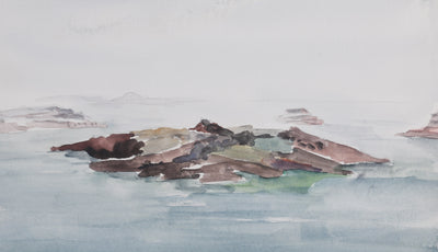Camille COMBE : Eau bleue à Santorin, Aquarelle originale (photo de détail 4) - Crédit photo : Galerie Art.Paris