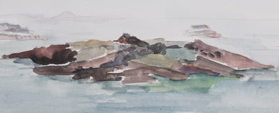 Camille COMBE : Eau bleue à Santorin, Aquarelle originale (photo de détail 5) - Crédit photo : Galerie Art.Paris