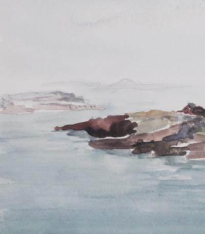 Camille COMBE : Eau bleue à Santorin, Aquarelle originale (photo de détail 6) - Crédit photo : Galerie Art.Paris