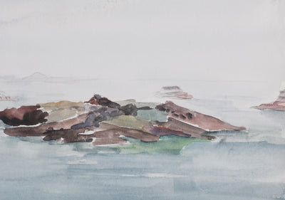 Camille COMBE : Eau bleue à Santorin, Aquarelle originale (photo de détail 3) - Crédit photo : Galerie Art.Paris