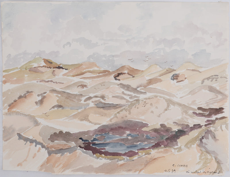 Camille COMBE : Où nichent les oiseaux, Aquarelle originale signée