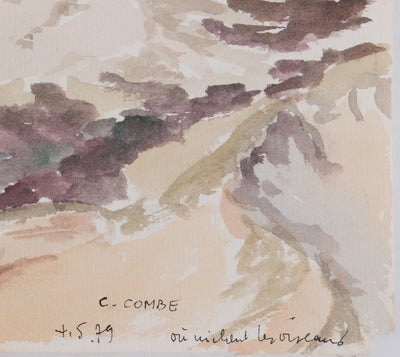 Camille COMBE : Où nichent les oiseaux, Aquarelle originale signée