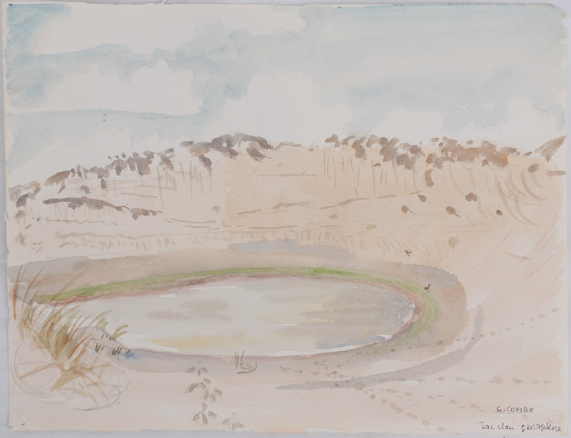 Camille COMBE : Lac clair, Aquarelle originale signée