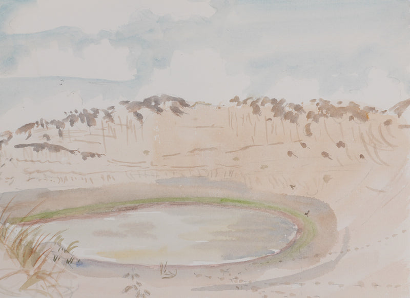 Camille COMBE : Lac clair, Aquarelle originale signée