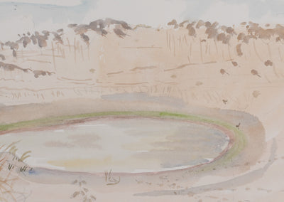 Camille COMBE : Lac clair, Aquarelle originale signée