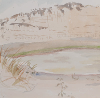 Camille COMBE : Lac clair, Aquarelle originale signée