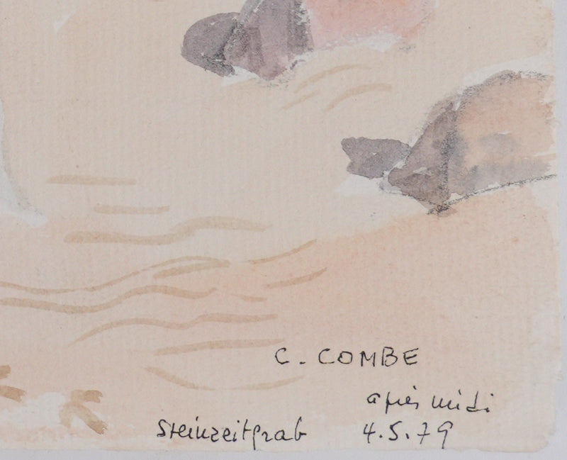 Camille COMBE : Après midi dans les dunes, Aquarelle originale signée