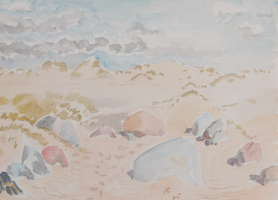 Camille COMBE : Après midi dans les dunes, Aquarelle originale signée