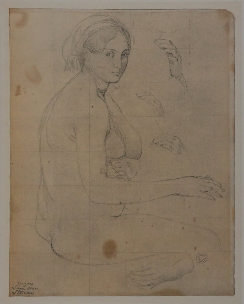 Jean-Auguste-Dominique INGRES : Etude de nu, Lithographie signée