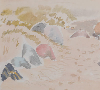 Camille COMBE : Après midi dans les dunes, Aquarelle originale signée