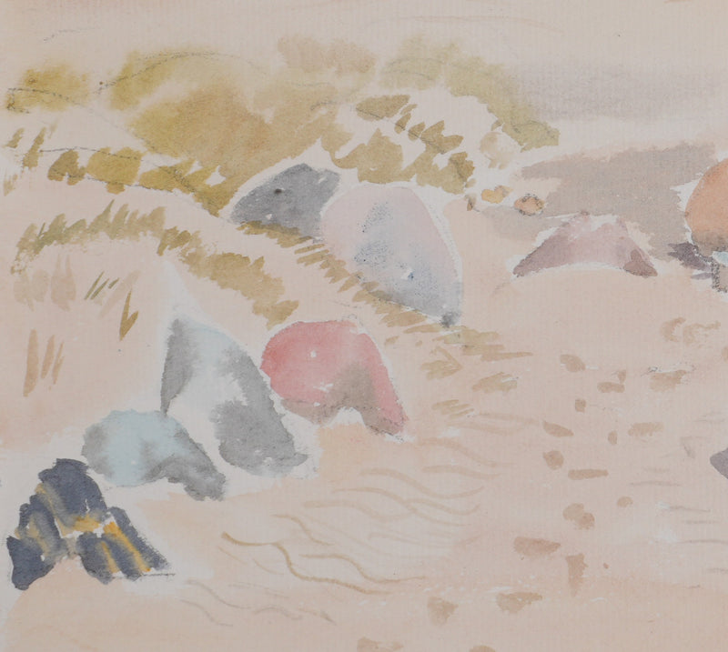 Camille COMBE : Après midi dans les dunes, Aquarelle originale signée