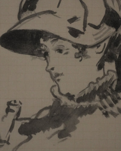 Edouard MANET : Portrait de Madame Guillement au chapeau, Lithographie signée