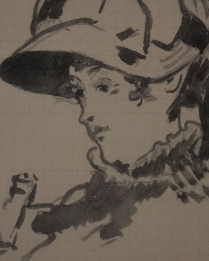 Edouard MANET : Portrait de Madame Guillement au chapeau, Lithographie signée